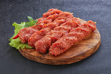 Raw beef kebab minced meat