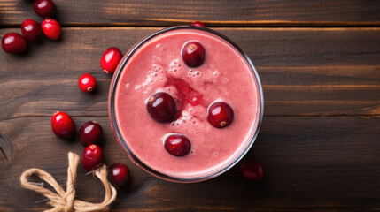 Fresh Cranberry Smoothie on a Rustic Table