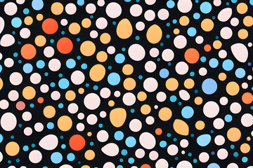 Seamless black background with colorful circles