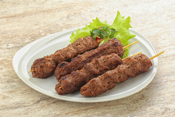 Beef kebab skewer minced meat