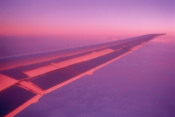 Airplane Wing at Sunset
