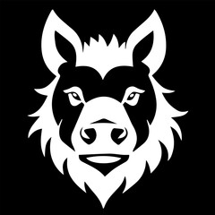 Boar head. Wild animal head. Vector illustration isolated on black background.