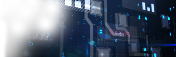 Computer graphic image of patterns with numbers on screen