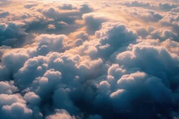 clouds above a blue sky at sunset, view of clouds through high plane, clouds on a sunny day