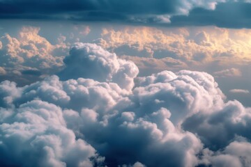 clouds above a blue sky at sunset, view of clouds through high plane, clouds on a sunny day