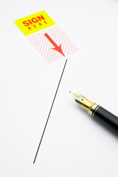 Sign Here Sticker and Pen