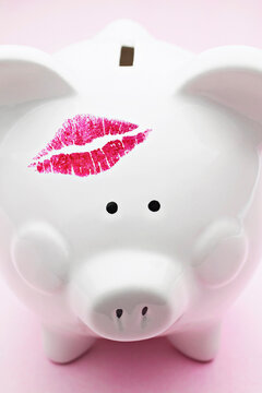 Piggy Bank With Lipstick Mark