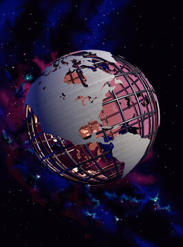Wire Globe in Starry Sky North America