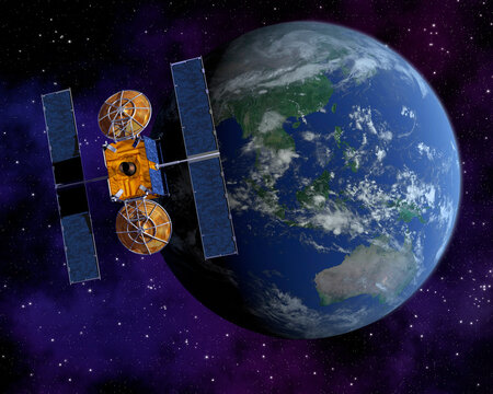 Communication Satellite Above Earth