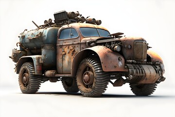 Classic Vintage Rusty War Vehicle. Created with Generative AI technology