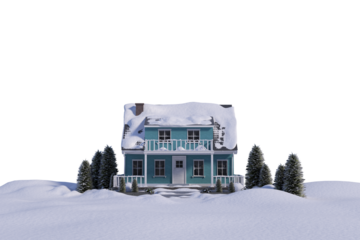 Three dimensional house snow covered