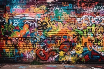 Fensteraufkleber graffiti on the wall created with Generative AI technology © Robert Herhold