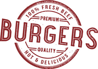 Vintage Burger Restaurant Menu Design Stamp