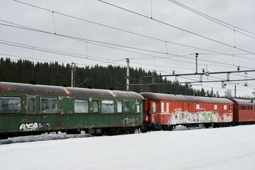 Fototapeta premium parked vintage trains
