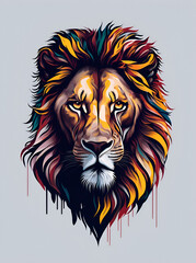 Obraz premium Vintage cartoon lion head. AI generated illusttration