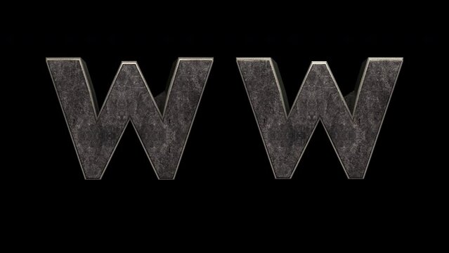 W Letters 3D Animation Font, 2 Version, Alpha Channel