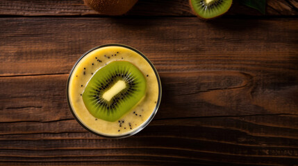 Fresh Gold Kiwi Smoothie on a Rustic Table