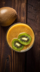 Fresh Gold Kiwi Smoothie on a Rustic Table
