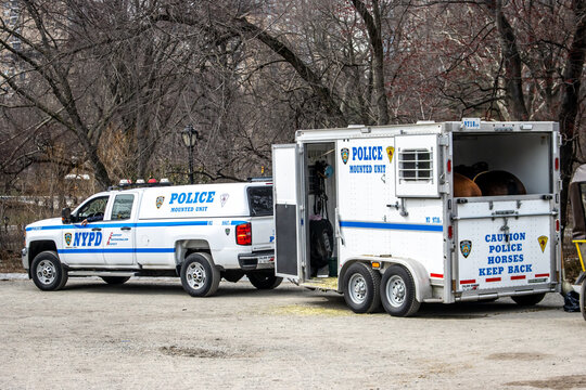New York police horse box in Central Park