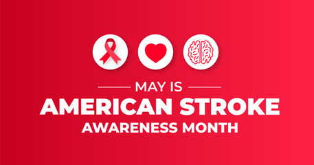 American Stroke Awareness Month background or banner design template celebrate in may - obrazy, fototapety, plakaty