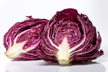 Fototapeta premium A purple and white cabbage is on a white background.