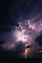 Naklejka na ściany i meble dark cloudy sky with lightning flash , in the style of tonalist color scheme