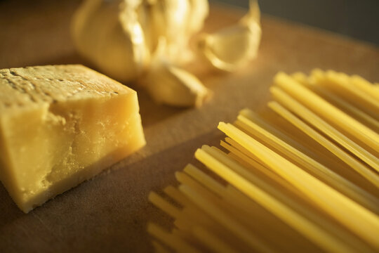 Close-Up of Spaghetti, Cheese and Garlic