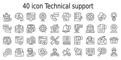 Obraz na płótnie Canvas Technical support line icons set. Modern outline elements, graphic design concepts, simple symbols collection. Vector line icons