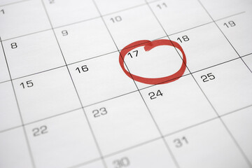 Calendar with 17th Circled