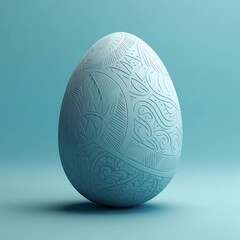 blue easter egg , easter bunny with easter eggs, Creative easter egg with rabbit face and ears on pastel blue background. Minimal concept. 3d rendering