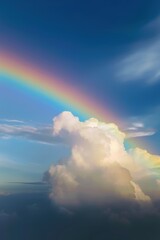 a rainbow with clouds in the sky