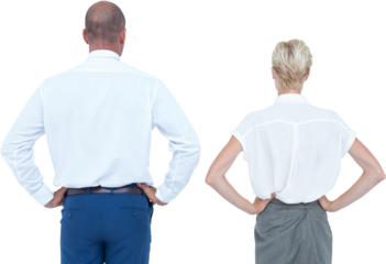  Smiling business people with hands on the hips