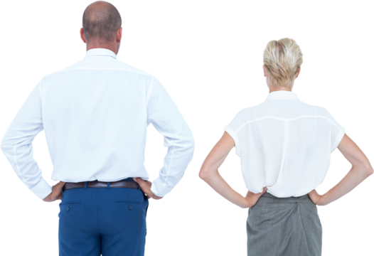  Smiling business people with hands on the hips