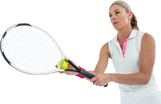 Athlete playing tennis with a racket 