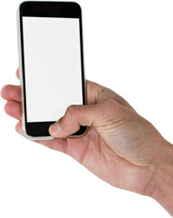 Cropped hand holding mobile phone 