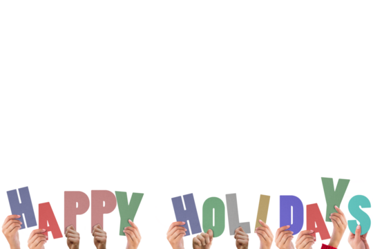 Cropped hands holding colorful words happy holidays  - Powered by Adobe