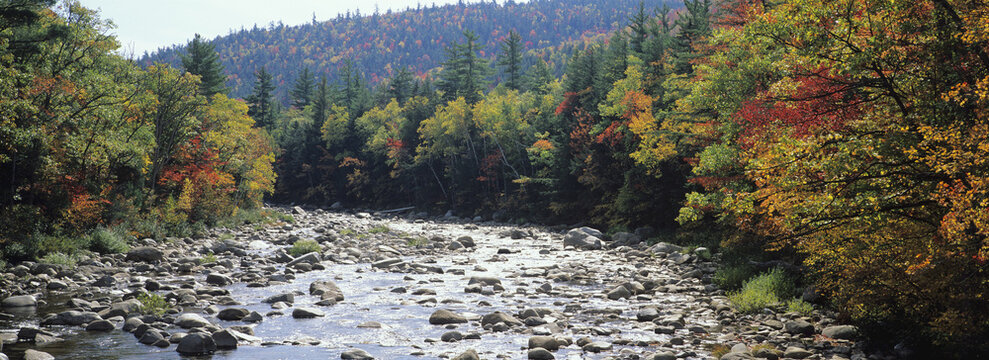 River and Mountains in Autumn, New Hampshire
