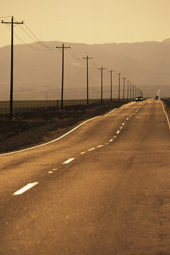 Rural Highway at Sunset, California, USA