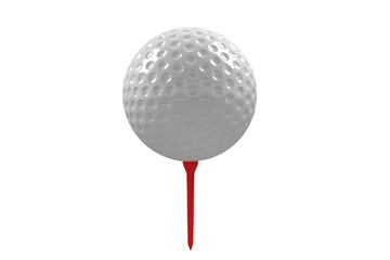 Close-up of golf ball with red tee