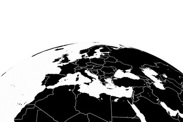 Europe map on globe over white background