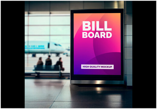Airport Terminal Billboard Mockup