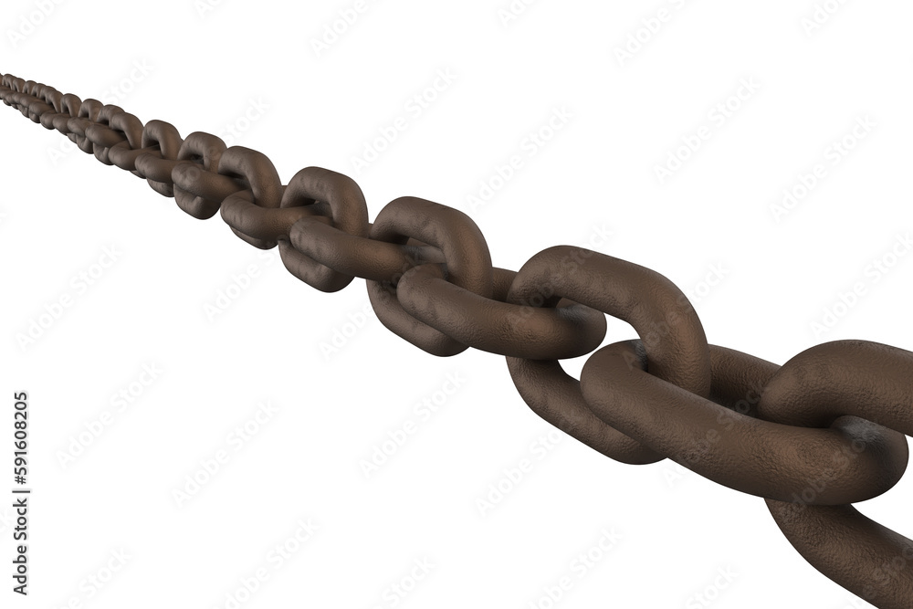 Poster closeup 3d image of metallic rusty chain
