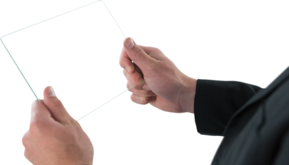 Cropped image of businessman using interface