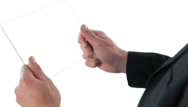 Cropped image of businessman using interface