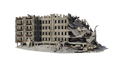 Remains of buildings from the Civil War on a transparent background