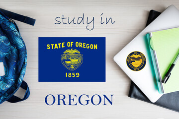 Study in Oregon. USA state. US education concept. Learn America concept.