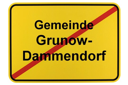 Illustration eines Ortsschildes der Gemeinde Grunow-Dammendorf in Brandenburg