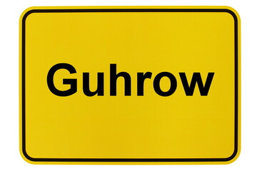 Illustration eines Ortsschildes der Gemeinde Guhrow in Brandenburg