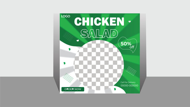 Vegetable salad food  design template Healthy vegetables and food social media post banner design template 
