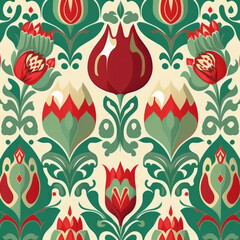 Beautiful floral central Asia style pattern. Created with generative AI technologies. 